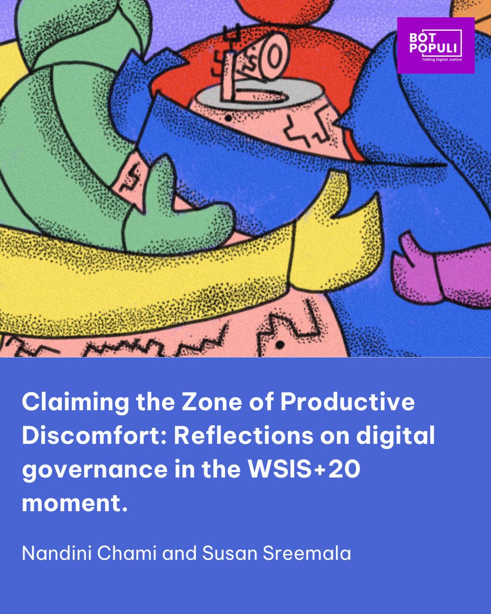 PopuliBot's tweet image. Following up on the dispatches from the WSIS high level event in July, Susan Sreemala caught up with Nandini Chami for a substantive debrief on #WSIS, the #GDC, and the future of #digitaljustice on the international stage. 

Read Now: botpopuli.net/claiming-the-z…