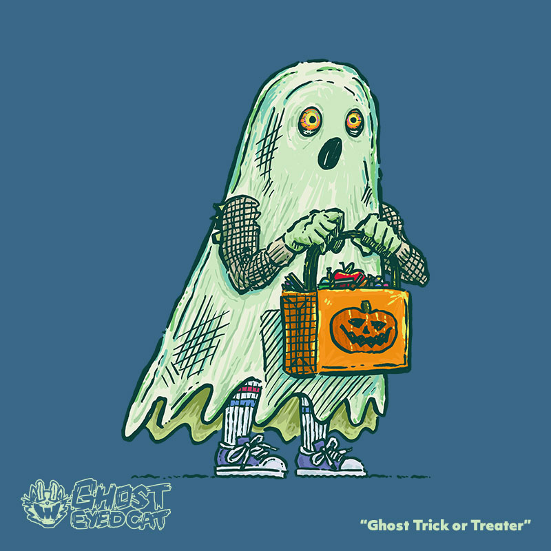 ghosteyedcat's tweet photo. A single trick or treater makes the rounds on Halloween, but wait a minute, is this kid even real?

New one for my Halloween project Ghost-Eyed Cat! https://t.co/WPNF3fnzhj