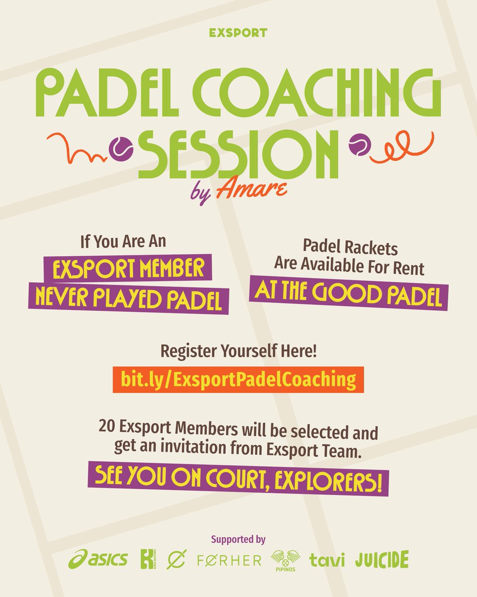 exsportbags's tweet photo. Not your usual weekend plan, but definitely your new fave one. ☀️🎾
Come join us at #TogetherWeGo Padel Friendly Match & Market, where you can rally it out in a friendly match, learn Padel from zero during the coaching session, and stroll through our thrift market for some sustainable steals.
Mark your calendar right away!
🗓️ 12 October 2025 | 12 PM - 9 PM
📍 The Good Padel, Ciumbuleuit, Bandung
We’re playing for the love of the game so it’s all about fun, friendship, and finding joy in every swing and every little thrifted gem. 🏓🛍️🌞
Check out the last slide to register for FREE Padel Coaching Session & find the link in our bio. See you, Explorers!
Supported by Asics Indonesia, Kirabotoru, Capslock & Capslock For Her, Tavi, Juicide, and Pipinos Bakery ✨