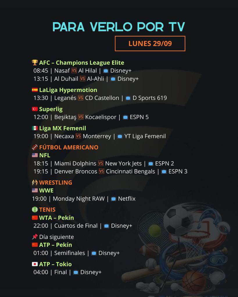Expertos del Deporte (@deportesexperto) on Twitter photo #AgendaExpertos
Lunes 29 de Septiembre
#Liga1
#PremierLeague
#LaLiga
#SerieA
#MundialSub20
#NFL
#WWE
#AgendaDeportiva #AgendaExpertos
Lunes 29 de Septiembre
#Liga1
#PremierLeague
#LaLiga
#SerieA
#MundialSub20
#NFL
#WWE
#AgendaDeportiva