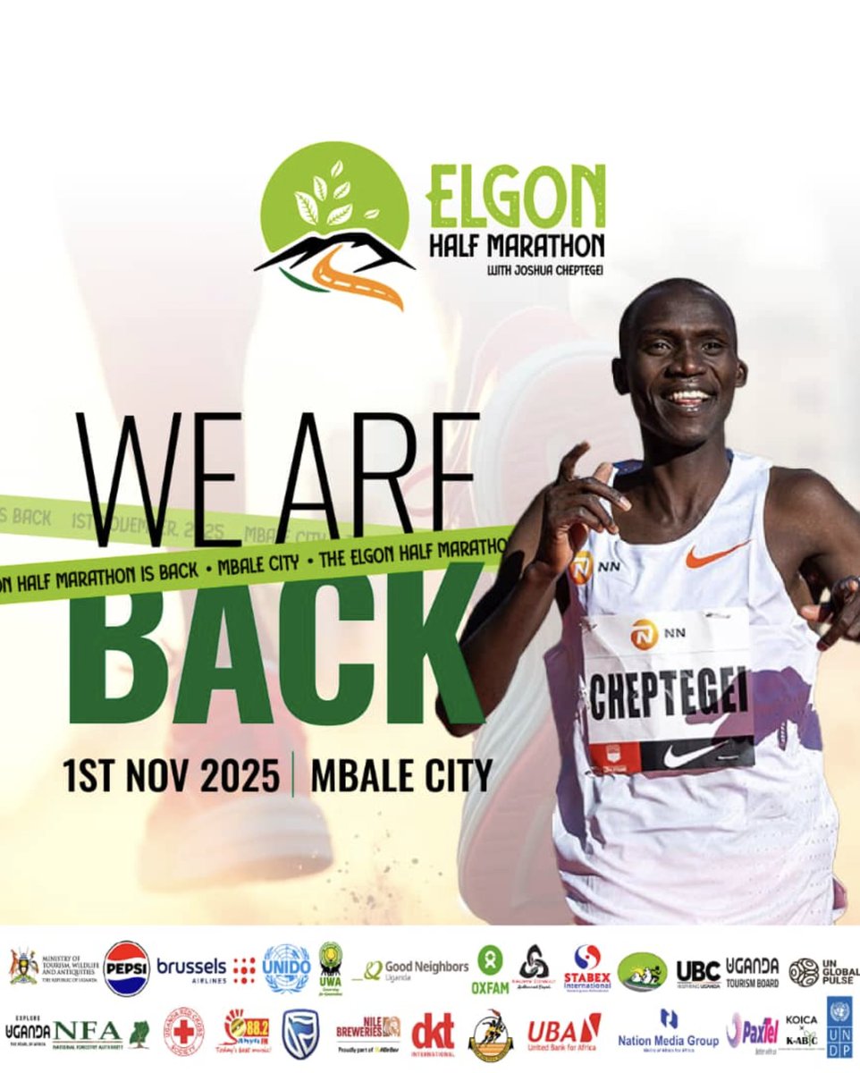 📣 Be part of the change! Lace up for the Elgon Half Marathon on Nov 1, 2025 in Mbale City.

👉 Register today for UGX 35,000 and run for education, health &amp; community empowerment.
#ElgonHalfMarathon2025