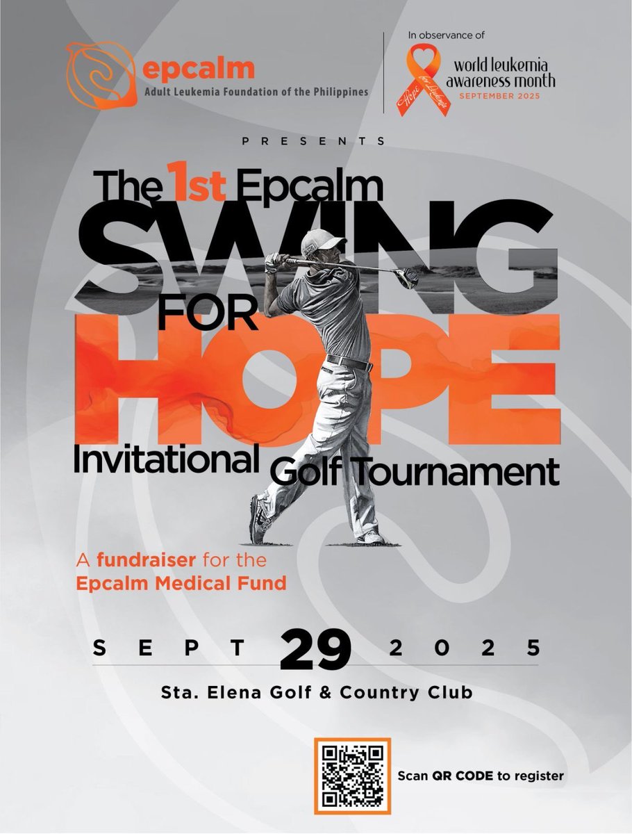 EPCALM's tweet image. 2 days to go!
for the 1st EPCALM SWING FOR HOPE Invitational Golf Tournament
Make every shot matter — your participation will help save lives

Register Now: forms.gle/kZKze67bCwZYrZ…

#SwingForHope
#EPCALM 
#HopeForLeukemia
#WorldLeukemiaAwarenessMonth
#EPCALMMedicalFund