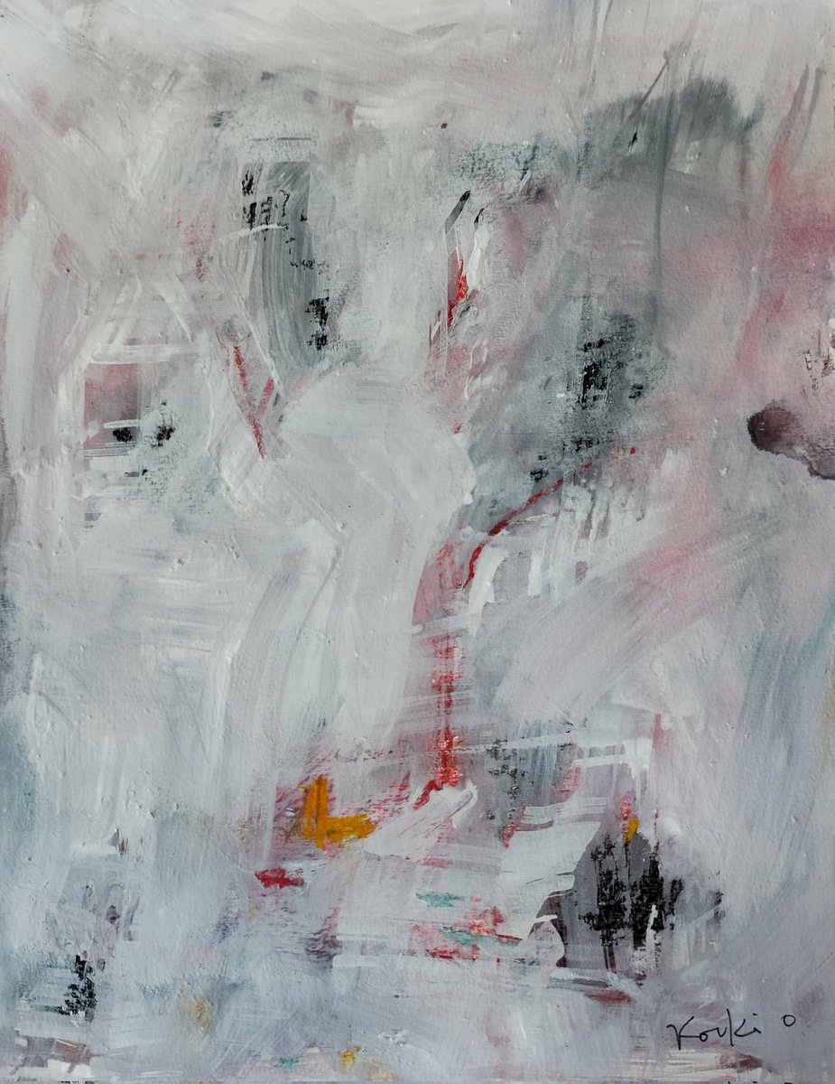 こちらも新作です！タイトル「静かなる動き」F3号洋紙使用。少しムシムシした日です。９月も残り数日となりました。秋風も感じられる季節。これから秋深まって行きますね。良き週末を〜🌸#抽象画　#絵画　#画家　#新作　#秋