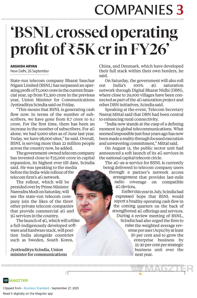 pravesh814's tweet photo. BSNL growing under leadership of Respected Telecom Minister Sir 🙏🎉
#BSNL
#BSNL4G 
#BSNLRising https://t.co/uTfpPzHCoe