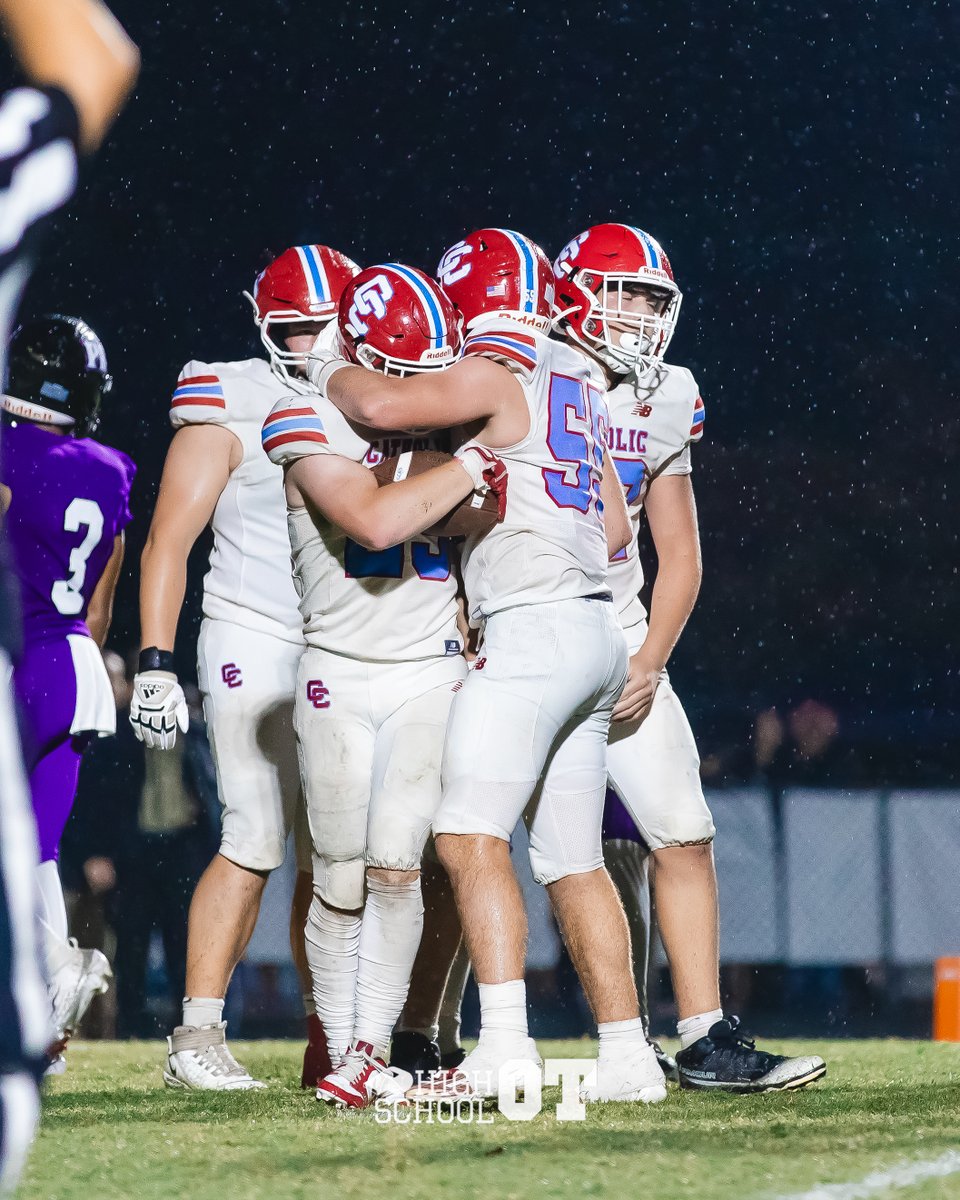 HighSchoolOT's tweet photo. Charlotte Catholic escapes Porter Ridge with a thrilling win tonight.

The Cougars get on the board with 2:11 left in regulation, then come from behind in overtime with a touchdown and game-winning extra point from Aidan Flynn.

Photos: https://t.co/elBcfPxU4M https://t.co/i7LSx4iB38