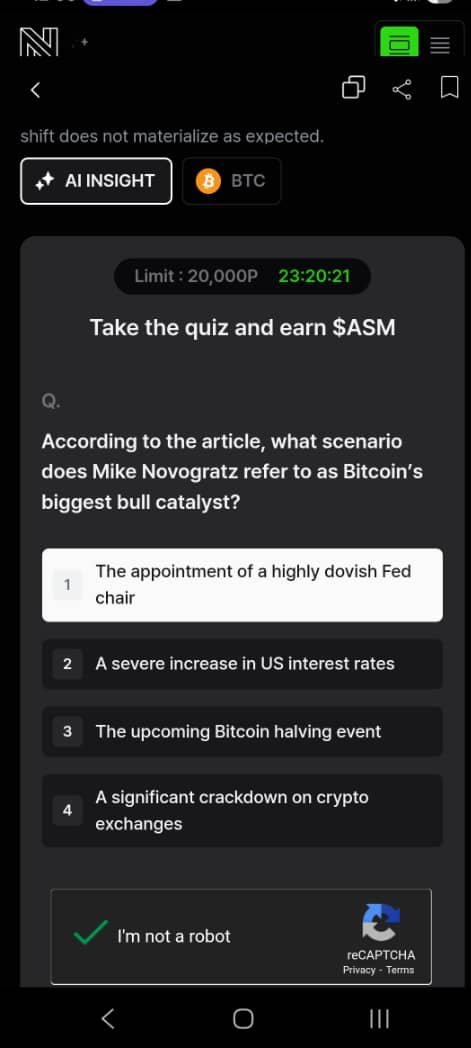 CHUKSYM's tweet photo. Straight from @Assemble_io:

If the Fed appoints a deeply dovish chair, Mike Novogratz sees Bitcoin soaring to $200K.

But he warns: aggressive rate cuts might juice crypto while hurting the U.S. economy.

Markets will wait for the official move because speculation alone won’t cut it.

I'm currently diving into a few articles and taking quizzes to earn $ASM

Courtesy of @Galxe Starboard.

Happy weekend.
