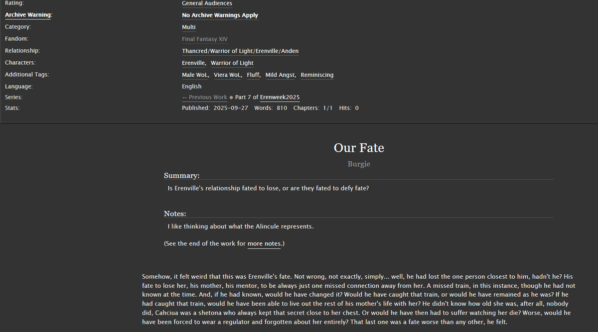 archiveofourown.org/works/71412231 #ErenWeek2025 Day 7! Polycule ponderings. #ErenWoL #Alinville #Alincule #FFXIVFanfic