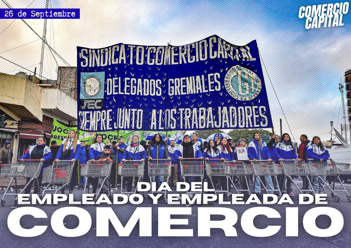 Feliz día, empleadas y empleados de comercio.
El honor de ser delegados y delegadas de nuestro gremio es lo que lo hace grande: la voz de cada laburante en su lugar de trabajo.

En nuestro día, recordemos la importancia de afiliarse y ser parte, sin negarle el acceso a ningún