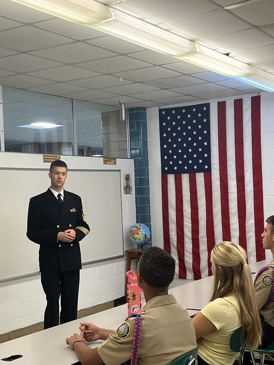 A very special thank you to Chief David Babich (Steele class of 2002) for coming in and talking with our cadets about his service and experiences being in the <a href="/usnavyband/">U.S. Navy Band</a>