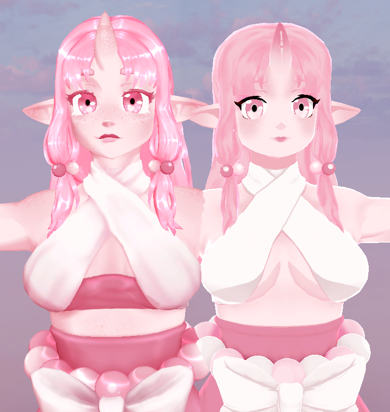 Finished the updates to my old 2020 model! 
Say hello to Onigiri Oni 🍙 💕

VRCMarketplace version up soon, for now she's available in my usual spots✨