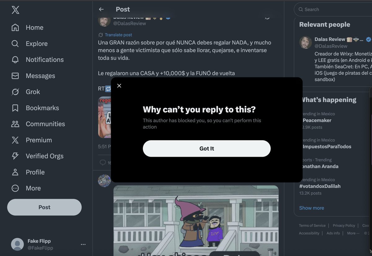 FakeFlipp's tweet photo. @DalasReview
en serio solo por opinar lo que yo pienso de tus actitudes no soy un psicopata ni estoy al 100 con @BrujaNumi  pero en tu caso un gmail amenazandola rebajando tus temas de suicidio como chiste cosa que tu sufriste con @Wismichu https://t.co/pHOLyGopbm