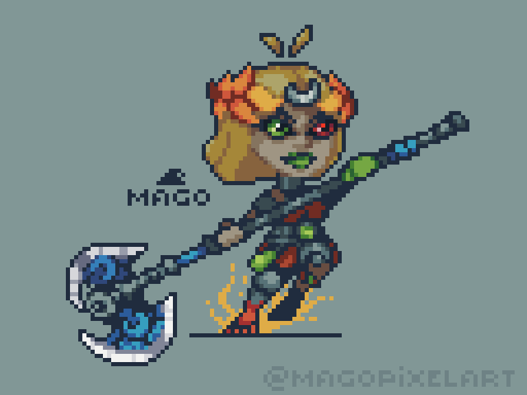 magopixelart's tweet photo. Melinoe fanart 

#HadesII 

#pixelart #pixelartist #aseprite #ドット絵 https://t.co/MtvHilXAYY