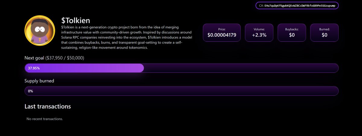 xhTolkien's tweet photo. We’ve adjusted the milestone from $100k to $50k to speed up automation and make progress more visible in the meantime.

$Tolkien https://t.co/AMTLdJAKpo