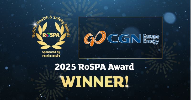 We are pleased to announce that CGN Europe Energy has once again received the RoSPA Gold Award, an international recognition of our performance in occupational health and safety.

This distinction highlights the collective commitment of our teams and partners: safety is at the