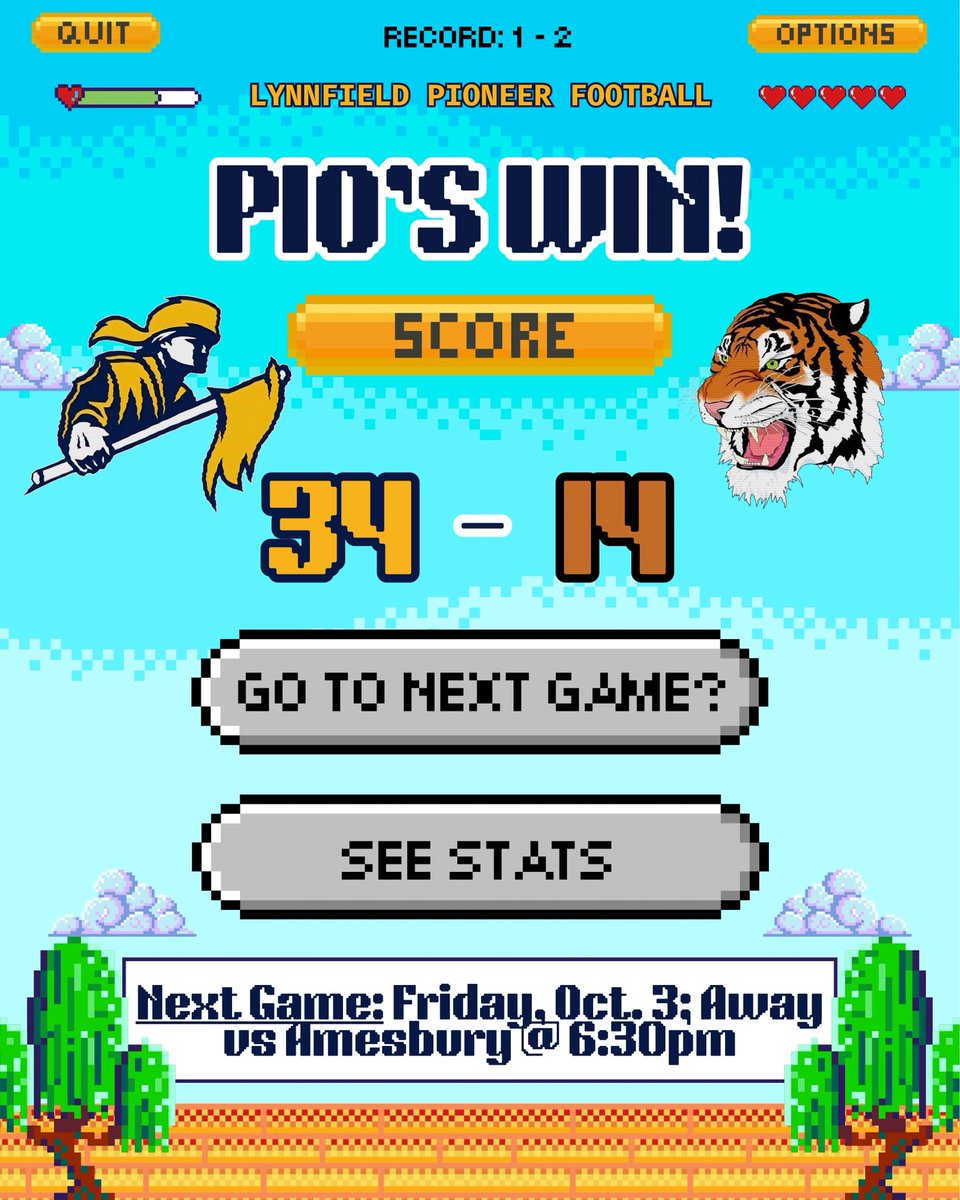 34 -14 W for the Pio’s!