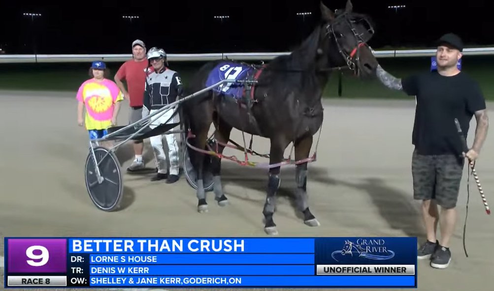 BETTER THAN CRUSH was never better - she'll go home with a new speed badge of 1:54.1 with <a href="/HouseLorne/">Lorne House</a> aboard for trainer Denis Kerr.