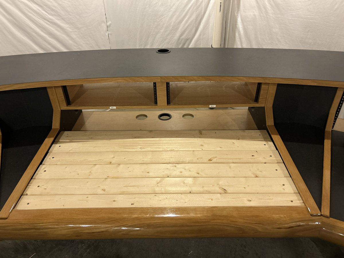 TheDrPhilGood's tweet image. I made this insert out of 2x4’s to fill in the center of my production desk (otherwise all of my gear would be sunk) … anyways, I finally got around to sanding and staining it as part of my studio build.  @PreSonus #dreamsintoreality