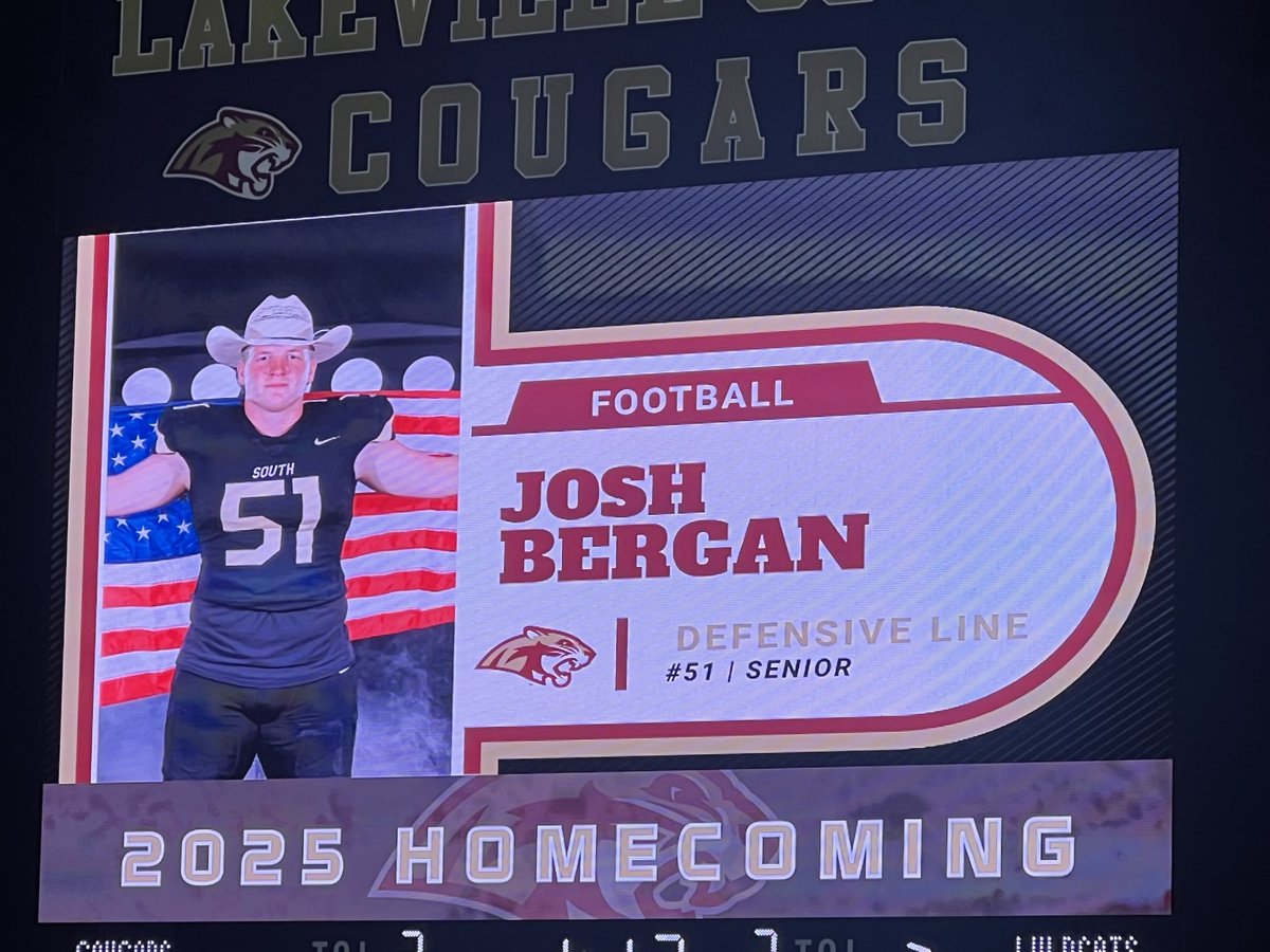 Josh Bergan just dominating the line of scrimmage tonight. The senior is determined and the Cougars are pitching a shutout at halftime over Eagan 24-0! Homecoming 2025