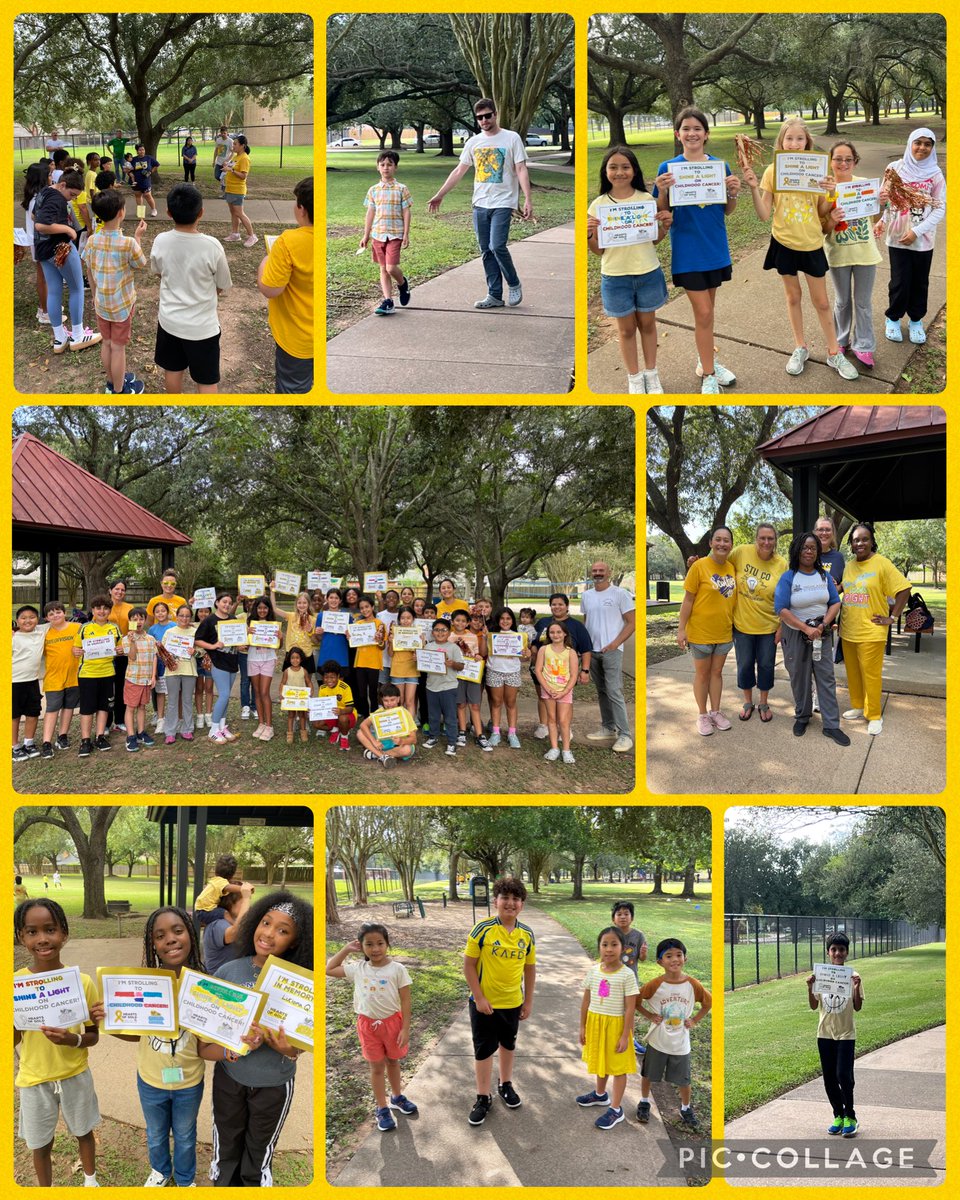 💛Wednesday afternoon, NEHS &amp; StuCo hosted our annual “Turn it Gold” walk for Childhood Cancer Awareness Month &amp; honor the bravery of former Scottie students: Damien L. (passed 9/2019), Parishey H. (passed 12/2019), Luciana Q. (beat cancer 2021)!💛 <a href="/FortBendISD/">Fort Bend ISD</a> <a href="/FBISDCounselors/">FBISD_Prof School Counselors</a>