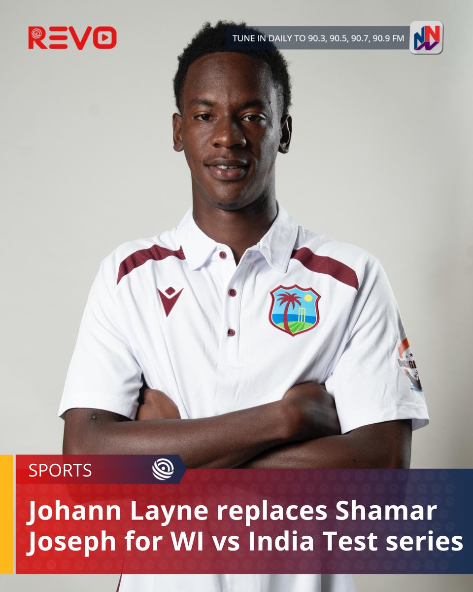Fast bowler, Johann Layne has replaced Shamar Joseph in the West Indies squad for the Test series against India.

READ MORE HERE: revonews.ai/news/68d72dff3…