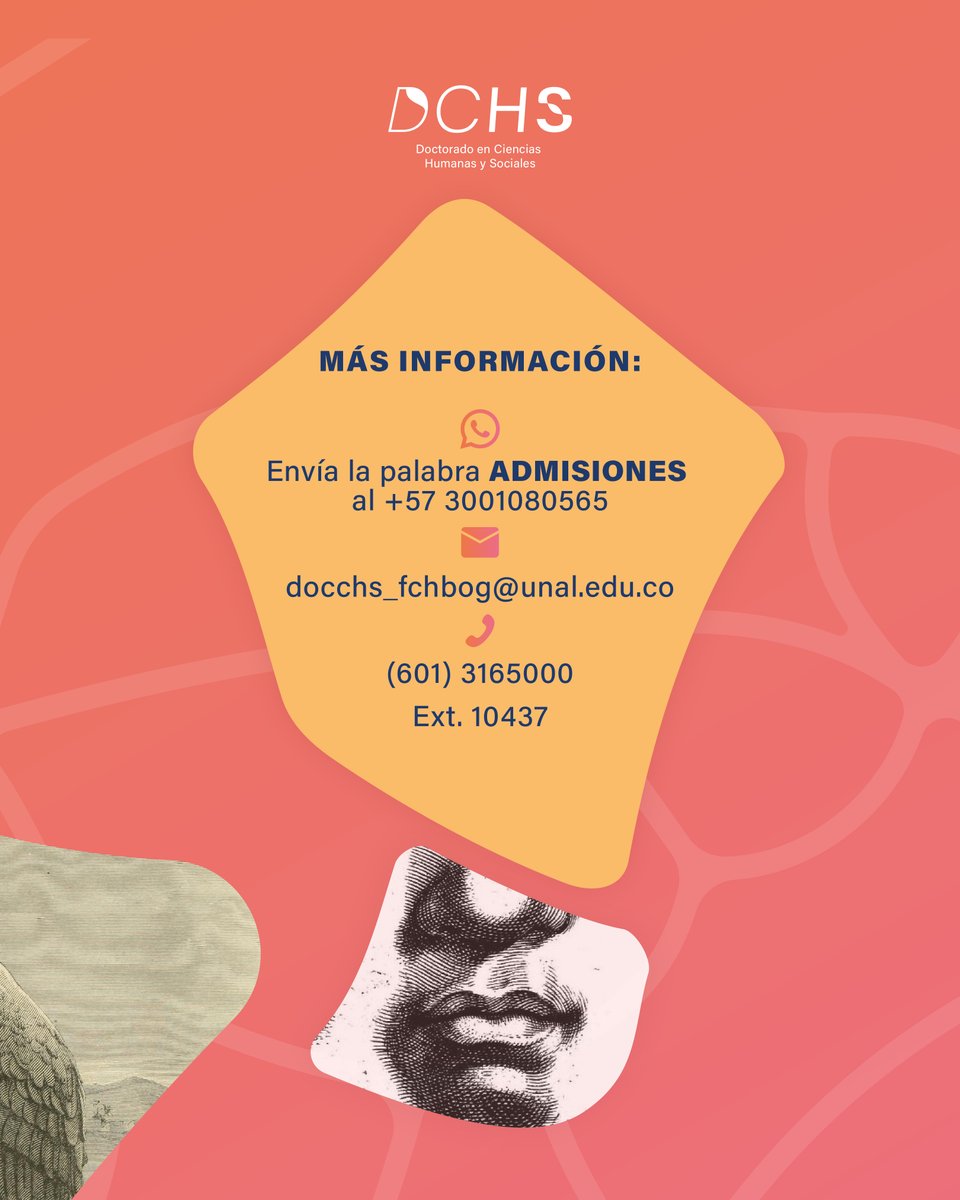 📚 Información: Tránsito entre programas. Proceso de Admisión 2026-1S Cohorte XV - Doctorado en Ciencias Humanas y Sociales UNAL

📌El DCHS ofrece 5 cupos en modalidad de tránsito entre programas📖

🔴Plazo de postulación: Finalización del período 2025-2S

<a href="/unal_ces/">Centro de Estudios Sociales-CES</a> 
<a href="/humanasunal/">Facultad de Ciencias Humanas</a>