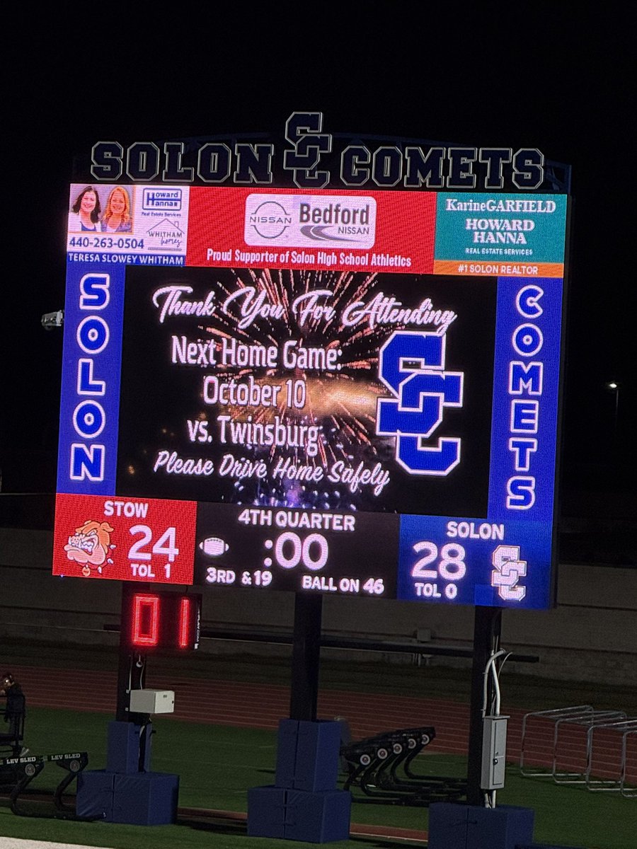 Congrats to <a href="/SolonFBInfo/">Solon Football</a> for the nice win on homecoming. Lots of big plays but non bigger than Spencer Kramer’s game winning TD catch.