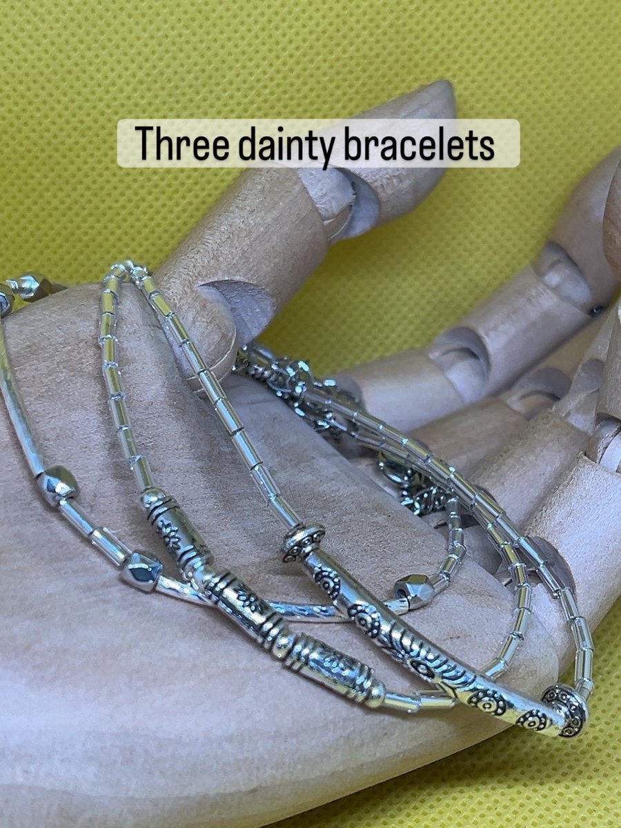Dainty Silver Tube Bead Bracelets - Minimalist Style                                       witchywoman.etsy.com/listing/174992…   🔥 #etsyseller #shop #shopping #shopsmall #jewelry #moon #handmade #etsy #handmadeisbetter #women #gifts #giftforher #gift #starseller #giftforwife. 🔥