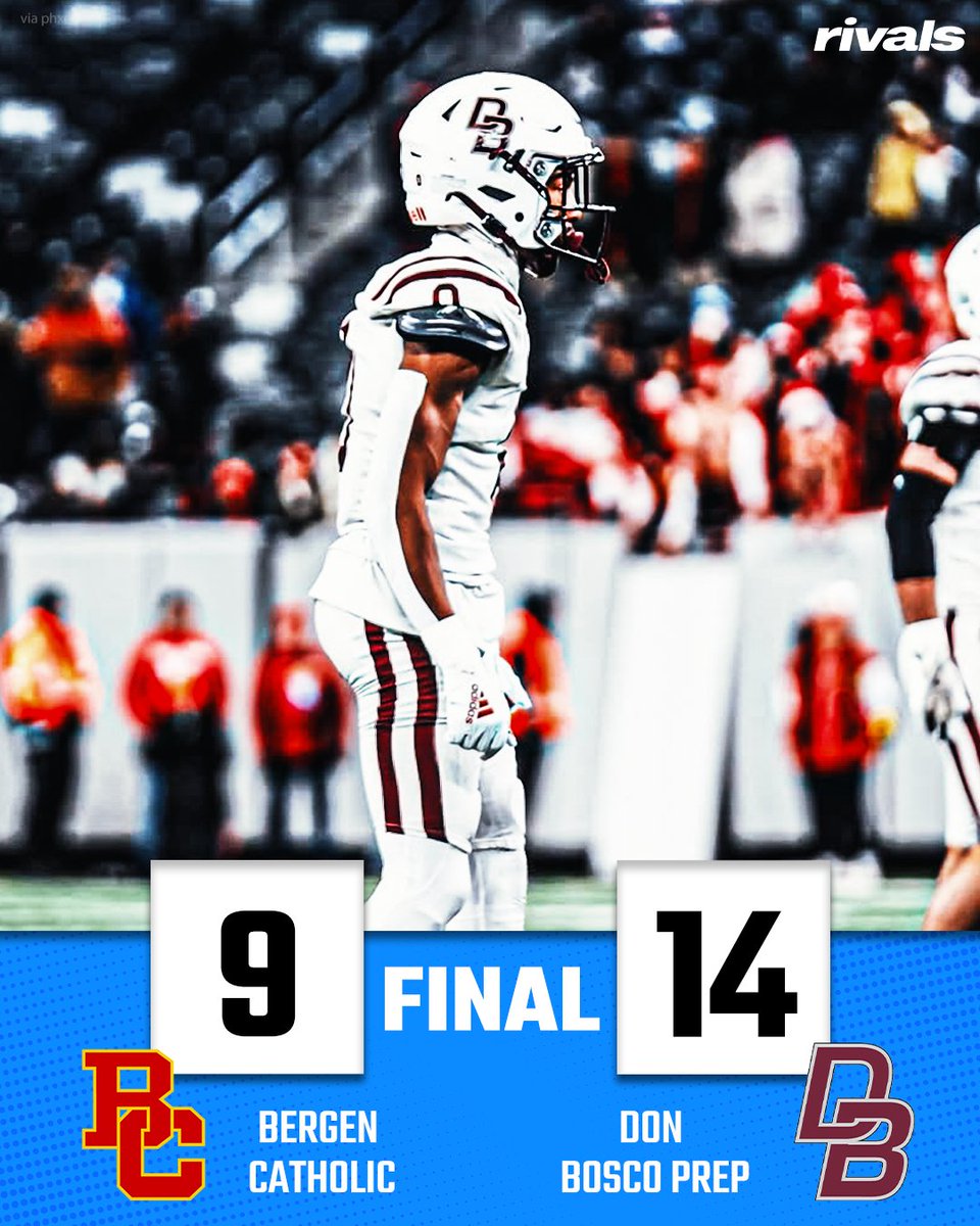 FINAL: Don Bosco Prep (NJ) defeats Bergen Catholic 14-9👀

Recap: on3.com/high-school/ne…