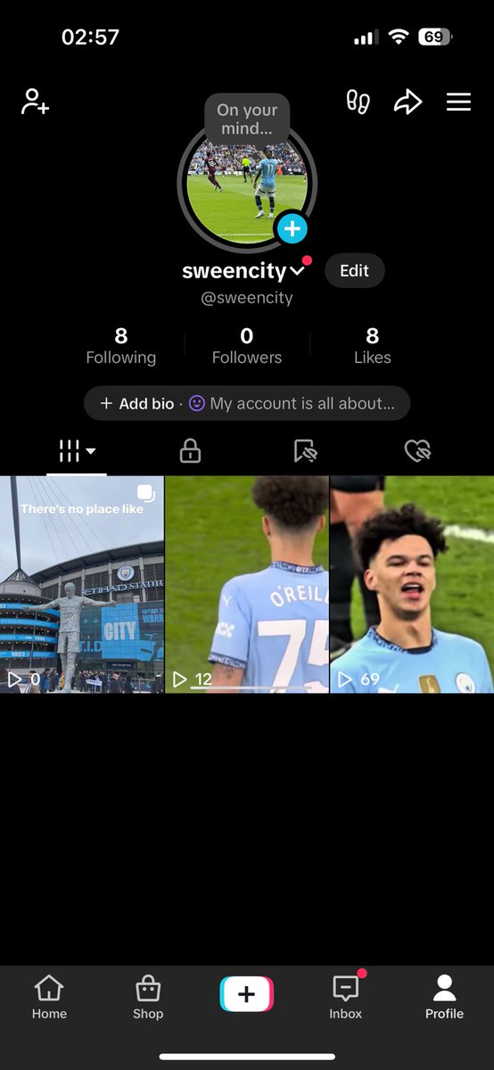 Can all my followers add me on TikTok I’ll be active on there watch my new i for our star boy <a href="/ManCity/">Manchester City</a> tap the link 

 tiktok.com/@sweencity?_t=…