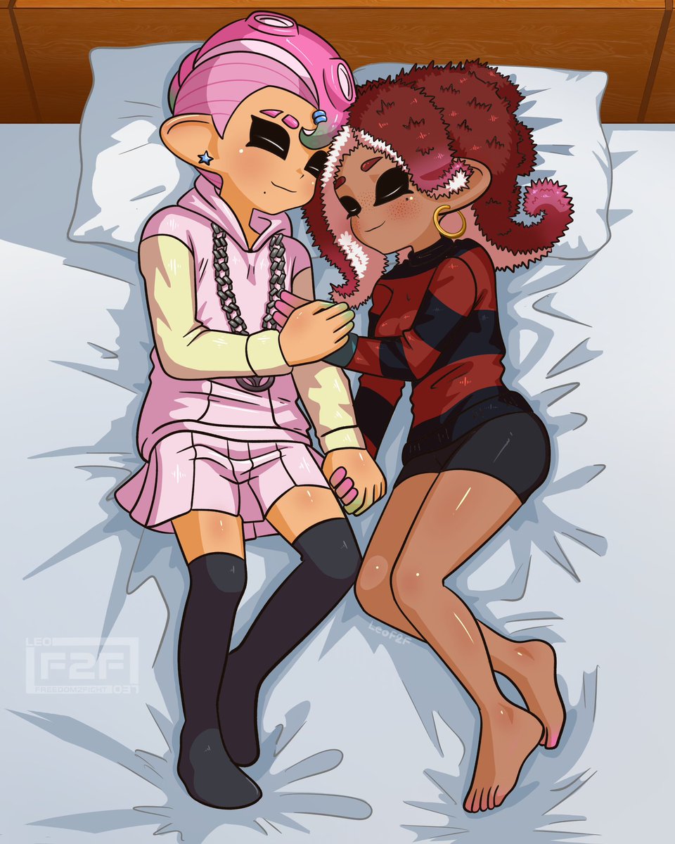 LeoF2F's tweet image. Commission of Rowan and Alexandria for @SquidsStella!
#Splatoon #SplatoonArt