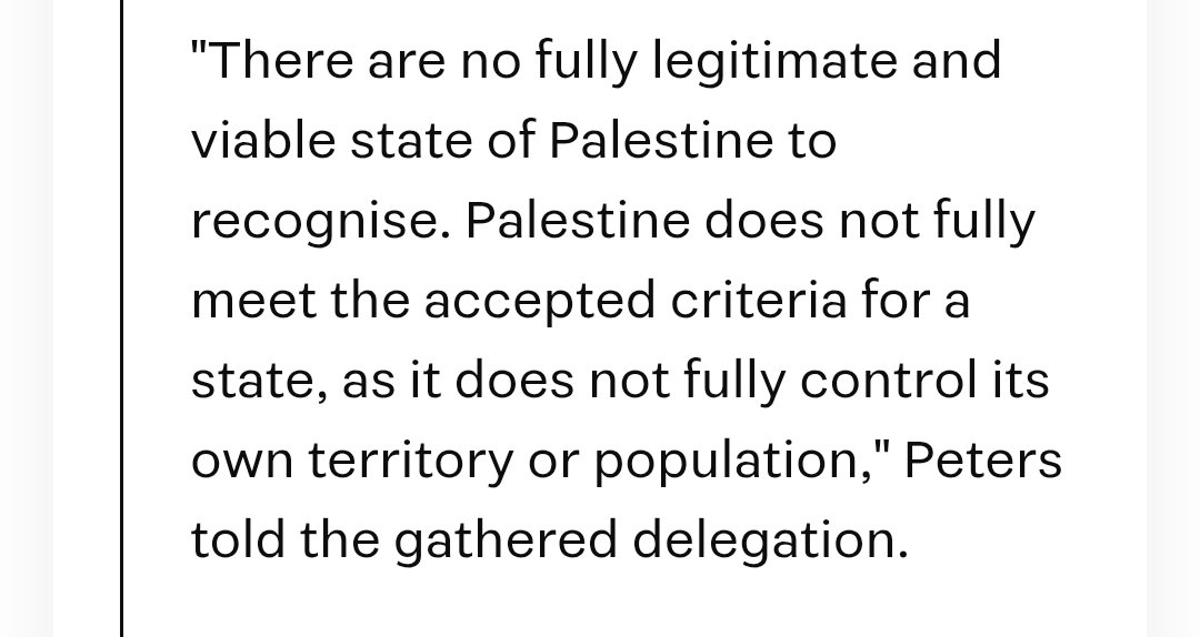 "Sorry we can't recognise you, because you're being genocided. We'll effectively side with the perpetrators of that genocide instead, losers"
