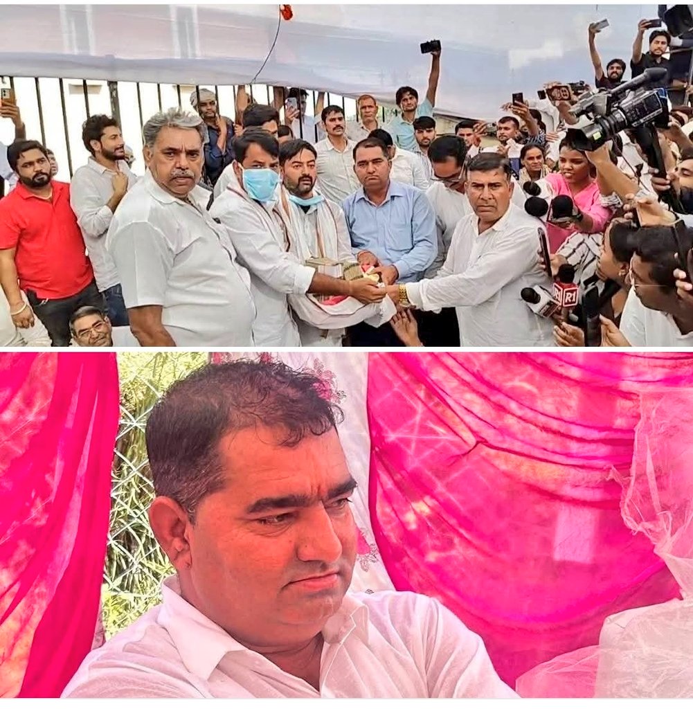 NeerajChechee's tweet image. राजस्थान के सबसे बड़े भामाशाह, दानवीर MRDS ग्रुप के चेयरमैन श्री मातादीन गुर्जर पणिहार जी ने आज दोपहर 3 बजे SMS अस्पताल पहुंचकर भाई @NareshMeena__ को नगद 51लाख रुपए का झालावाड़ स्कूल हादसे में पीड़ित परिवारों को आर्थिक सहयोग किया।