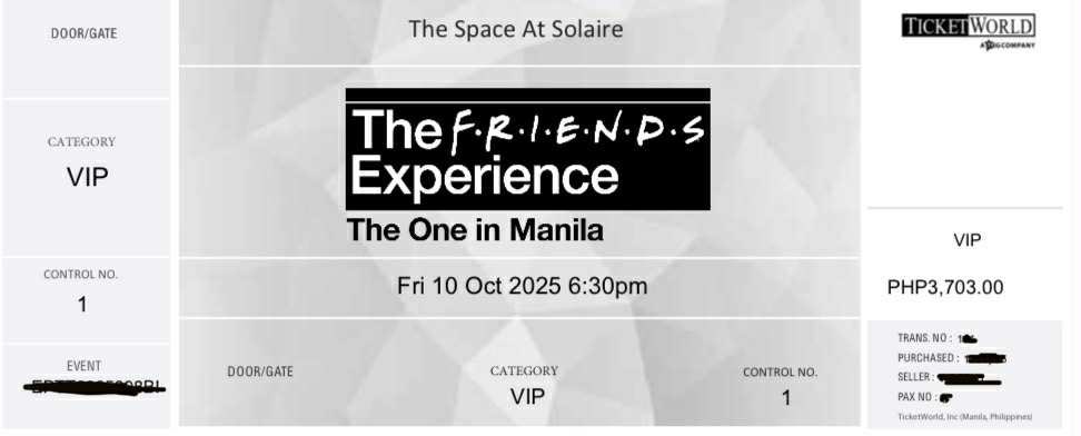 mingyuzza's tweet photo. WTS LFB 

2 THE FRIENDS EXPERIENCE VIP TICKETS
Oct 10, 2025 6:30 PM
(orig price 3703)

SELLING 3K EACH ONLY!!!

rfs desperate got it as bday gift but cant go kc ng oct10 🥹🥹🥹🥹

dm me pls bilhin nyo n!! 🫶 https://t.co/MSgG6BdUD1