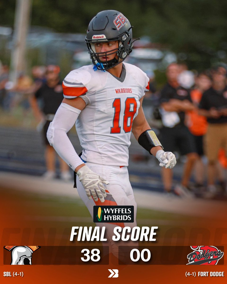 Sergeant Bluff-Luton takes down Fort Dodge for a massive win 🔥

Warriors move to 4-1 and will take on Storm Lake next week for homecoming.

#iahsfb Mitch McCumber