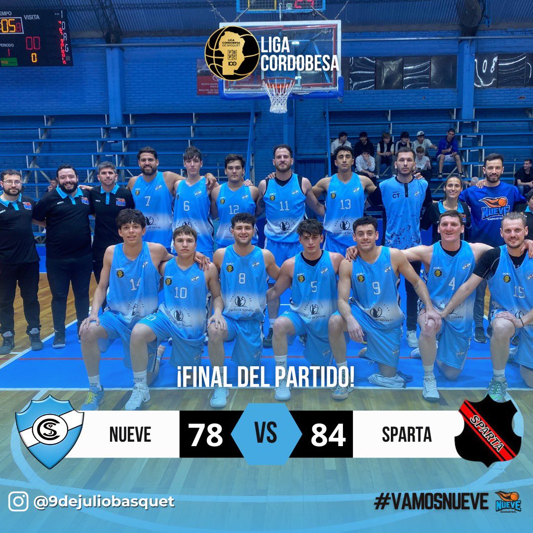 ➖ Nueve se quedó sin chances de avanzar en la Liga Cordobesa. 

👉🏻 El Patriota cayó ante Sparta (Villa María) por 78-84 como local, por la 9° fecha del Grupo “C” del certamen. 
🔜🆚 Bochas (Colonia Caroya) 

#VamosNueve👊