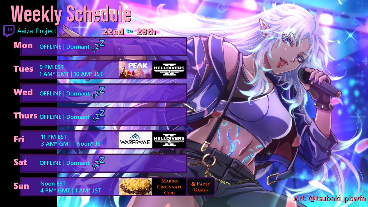 🔴I’ll be live TONIGHT at 8PM PST ✨
🎮 First up: #Warframe — space ninjas, shiny loot, and chaos!
🪖 Then: #Helldivers2 — time to serve up some good ol’ Liber-Tea 🍵🦅

Come hang out &amp; vibe 👉 twitch.tv/Aaiza_Project

#Vtuber #EnVtuber #VtuberUprising