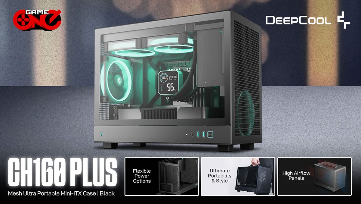 gameoneph's tweet image. Small case, huge airflow! The DeepCool CH160 packs big performance in a sleek, portable Mini-ITX design.
🛒Shop Now: bit.ly/3IEYizO
#DeepCool #Ch160 #MiniITX #PCCase #PCBuild #CompactPC #PortablePC #PCGaming #GamingSetup #PCGear #gameoneph