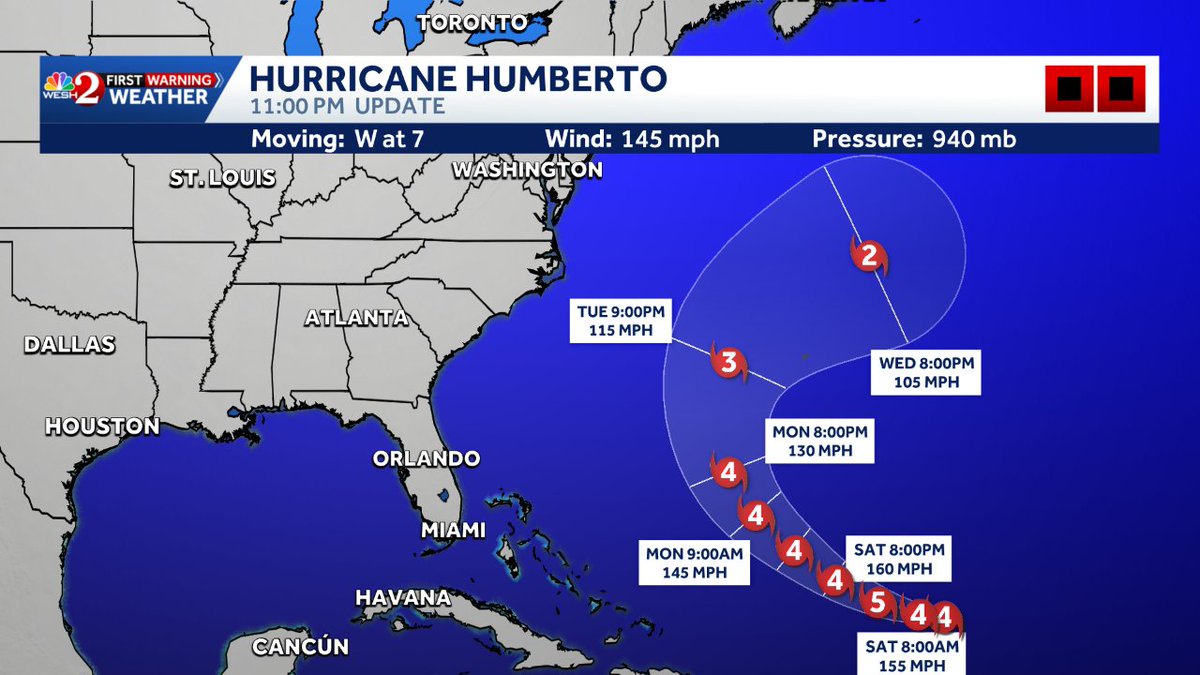 NHC has issued a new forecast for #Humberto.

Here's the latest...