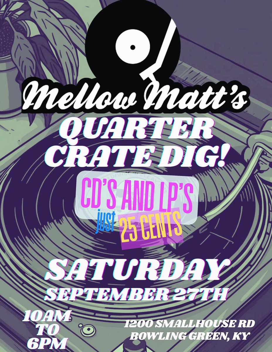 MellowMatts's tweet image. This Saturday, come join in the fun! We’re having our famous Quarter Crate Dig from 10-6. We’ll have a huge selection of CDs and records outside all at a quarter each! Plus, look for some surprises inside! See you Saturday! 
.
#indierecordstore 
#vinylcommunity 
#quartercratedig