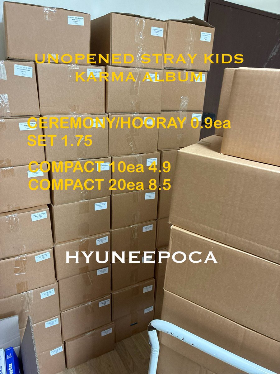 스트레이키즈 스키즈 카르마 미개봉 앨범 양도 합니다

Stray Kids KARMA sell unopened album

ceremony/hooray  0.9 ea
compact 0.5 ea 

have 500+
✅ kr to kr address

Bulk? Ok! Dm for order