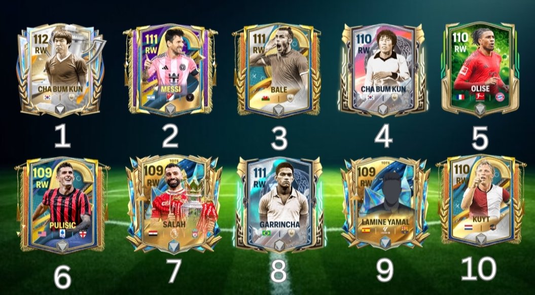 🔥 Top 10 RW After Anniversary Event 🔥

⚽ Don’t forget to follow for more updates!
#Top10RW #FCMobile26

✅ All players personally tested by me.
💡 To unlock their full potential → Rank them Red &amp; boost to 25 levels.

👍 Like 🗨️ Comment 🔄 Repost
🙏 Hit that Follow button