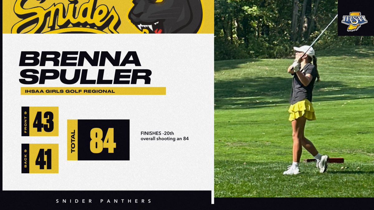 Congratulations to Brenna Spuller for placing 20th overall at the IHSAA Girls Golf Regional at Noble Hawk. Brenna had a great season.