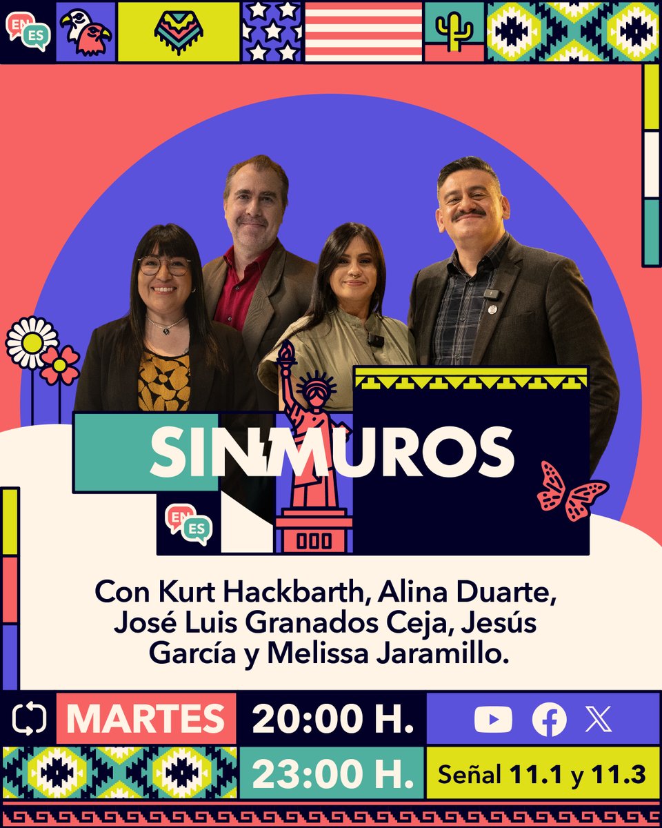 Canal Once (@canaloncetv) on Twitter photo 🔥 Las decisiones que se toman en Washington impactan en México, y lo que pasa en México resuena en EE. UU.
En #SinMuros analizamos esta relación desde la política, la economía y la cultura, con mirada crítica y voces conocedoras.
🎙️ Con <a href="/KurtHackbarth/">Kurt Hackbarth 🌹</a>, <a href="/AlinaDuarte_/">alina ɗuarte</a>, 🔥 Las decisiones que se toman en Washington impactan en México, y lo que pasa en México resuena en EE. UU.
En #SinMuros analizamos esta relación desde la política, la economía y la cultura, con mirada crítica y voces conocedoras.
🎙️ Con <a href="/KurtHackbarth/">Kurt Hackbarth 🌹</a>, <a href="/AlinaDuarte_/">alina ɗuarte</a>,