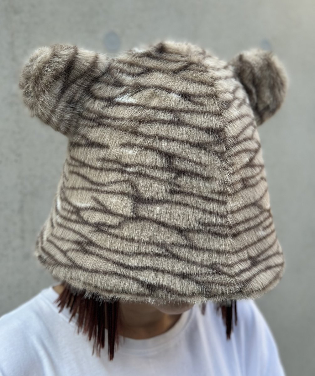 良質蒸温 ベストサウナハット輸入高級 豹柄フェイクファー&メッシュ君
