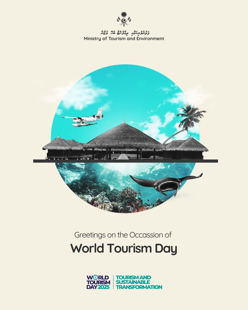 From the waves that embrace our shores to the warmth of our people, the Maldives is a story that lives in every journey.

Happy World Tourism Day ✨

#WorldTourismDay
#MVNationalTourismDay2025
#MVTD2025
#WorldTourismDay2025