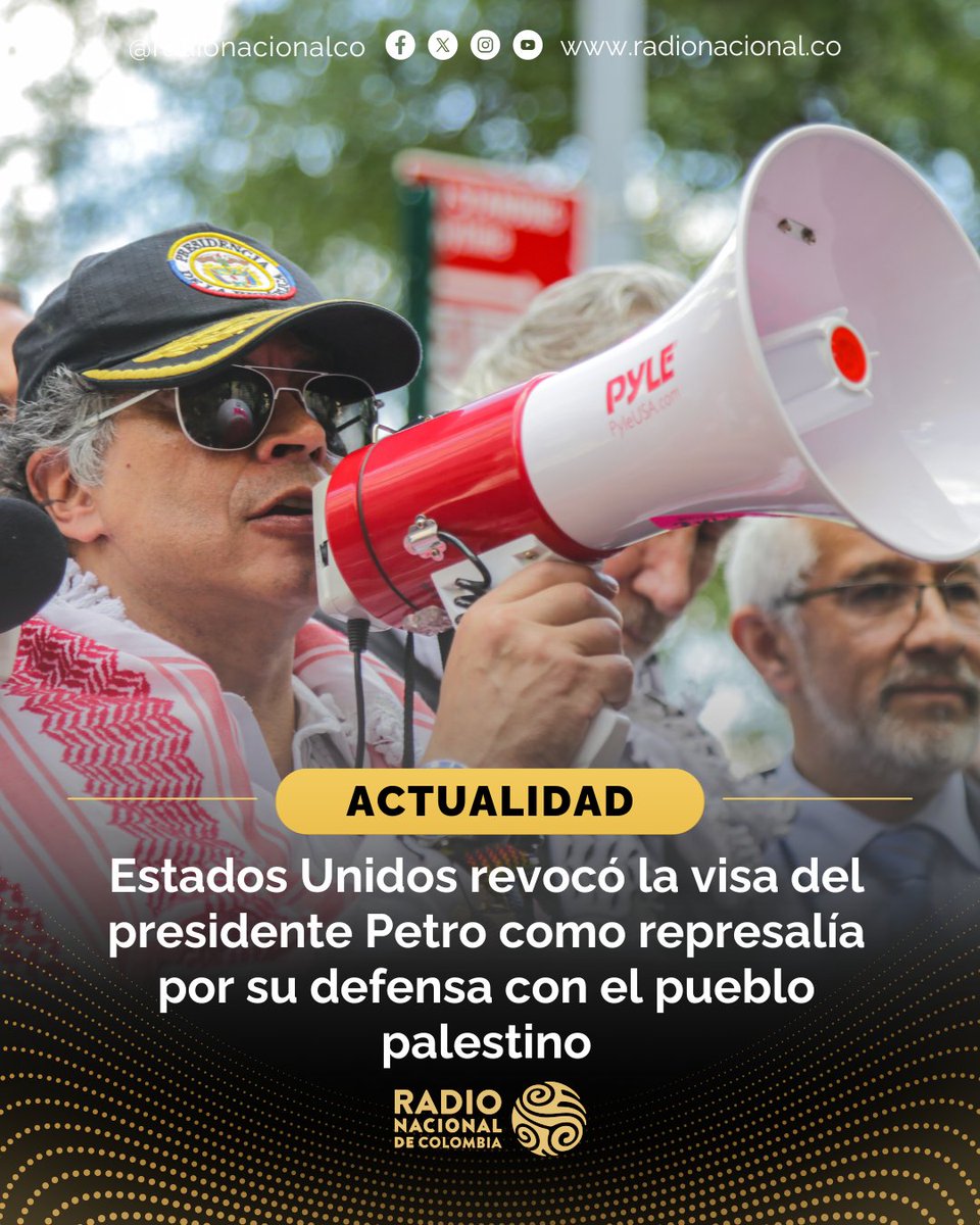 #ÚLTIMAHORA 🚨⚠️ EE. UU. revocó la visa del presidente <a href="/petrogustavo/">Gustavo Petro</a> tras su participación en la marcha contra Netanyahu, contra el genocidio y en defensa de la paz mundial durante la Asamblea General de la <a href="/ONU_es/">Naciones Unidas</a>. El mandatario se unió en las calles de Nueva York a miles de