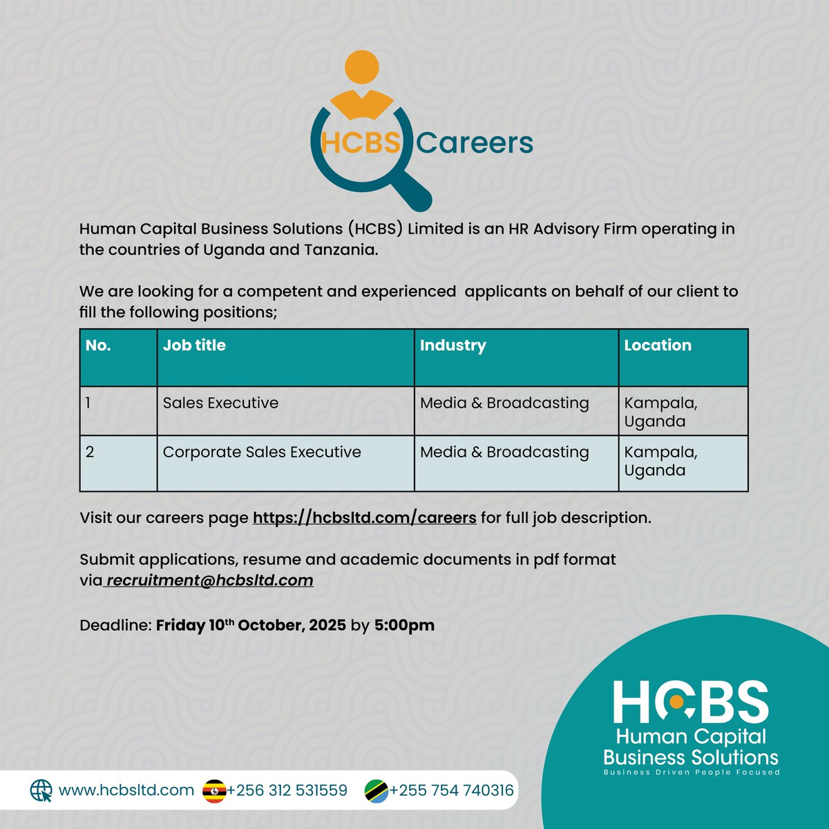 hcbsltd's tweet image. #HCBSCareers: If you’re self-driven, persuasive, and passionate about delivering results, this opportunity is for you!
Apply here ⇢ hcbsltd.com/careers/
Deadline: Friday 10th October 2025.