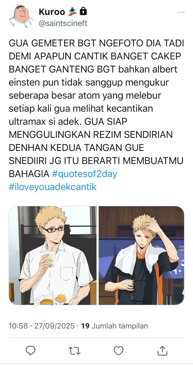 kenmateknik's tweet photo. kuroo's main vs priv account #kurotsuki onetweet tapi tsukishima nya wibu ambis. https://t.co/TiayetPoHC