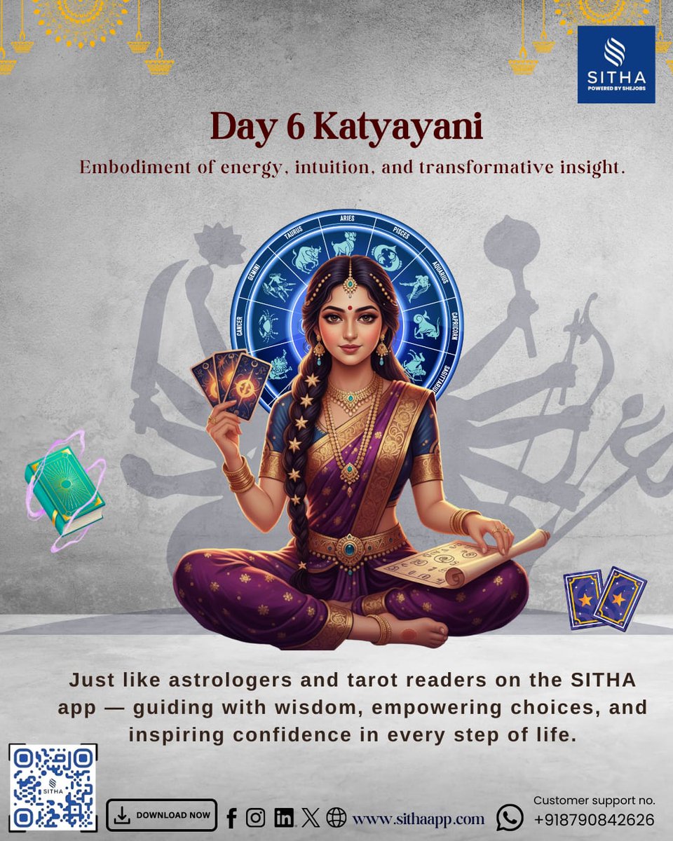 On Day 6 of Navratri, draw strength from Goddess Katyayani — and let SITHA experts guide you with precise insights.

👉 Book your consultation on the SITHA app today.

Android: play.google.com/store/apps/det…

iOS: apps.apple.com/in/app/sitha/i…

#SITHAIndia #TarotReading #navratri #astrology