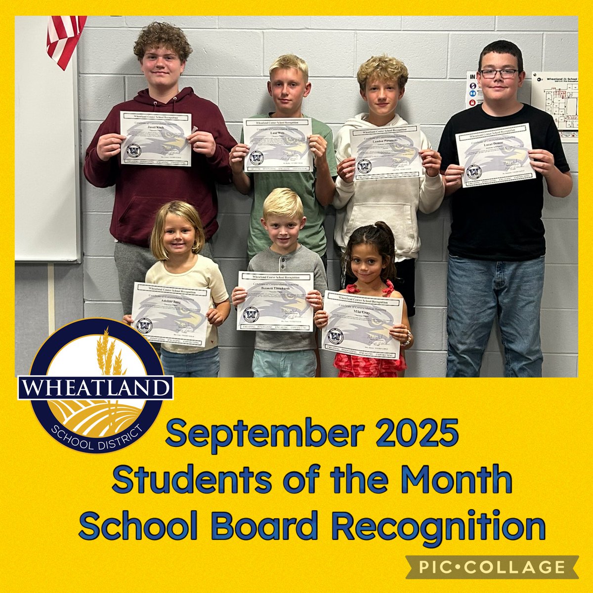 This week’s School Board meeting highlighted our Students of the Month! From our Kindergartners to our 8th graders, the beauty of a K-8 school is seeing both ends of the journey side by side. 💛💙
 #wcsFlight #wcsREADY #AcademicAcheivement #CharacterCounts
